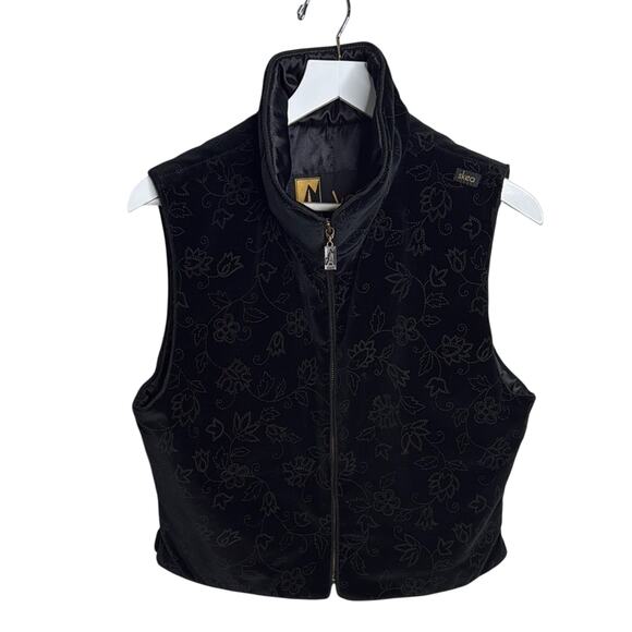 Skea Insulated Velour Fleece Vintage Full Zip Embroidered Vest Gilet W1658 Sz M - Picture 1 of 8